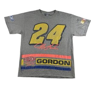 Vintage Jeff Gordon Shirt Mens Large Gray NASCAR Racing DuPont 24 Tee 90s